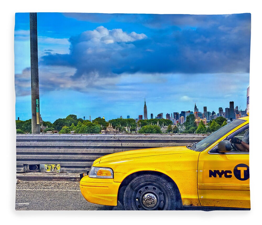 Big Yellow Taxi Fleece Blanket featuring the photograph Big Yellow Taxi by Marianne Campolongo