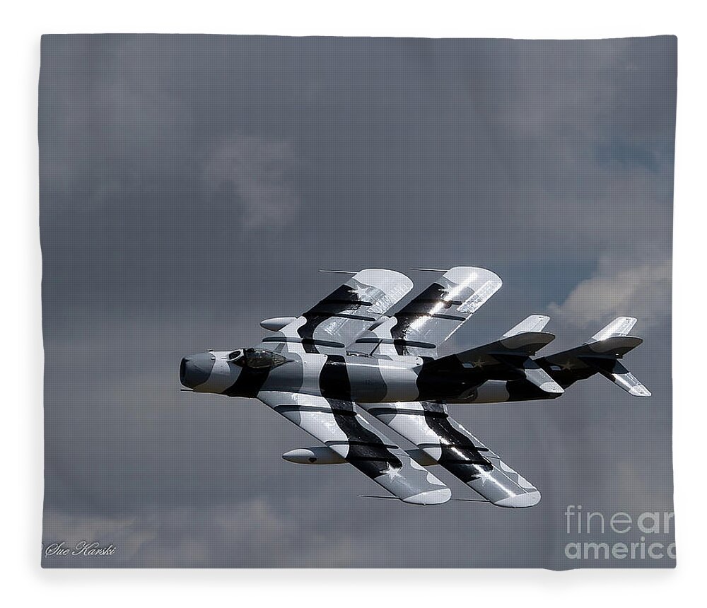 Airshow Fleece Blanket featuring the photograph Black Diamond pair by Sue Karski