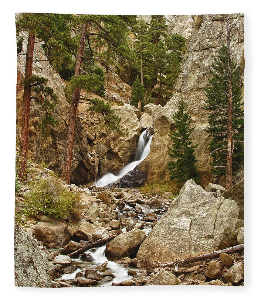 Colorado Fleece Blanket featuring the photograph Boulder Falls Long View by James BO Insogna