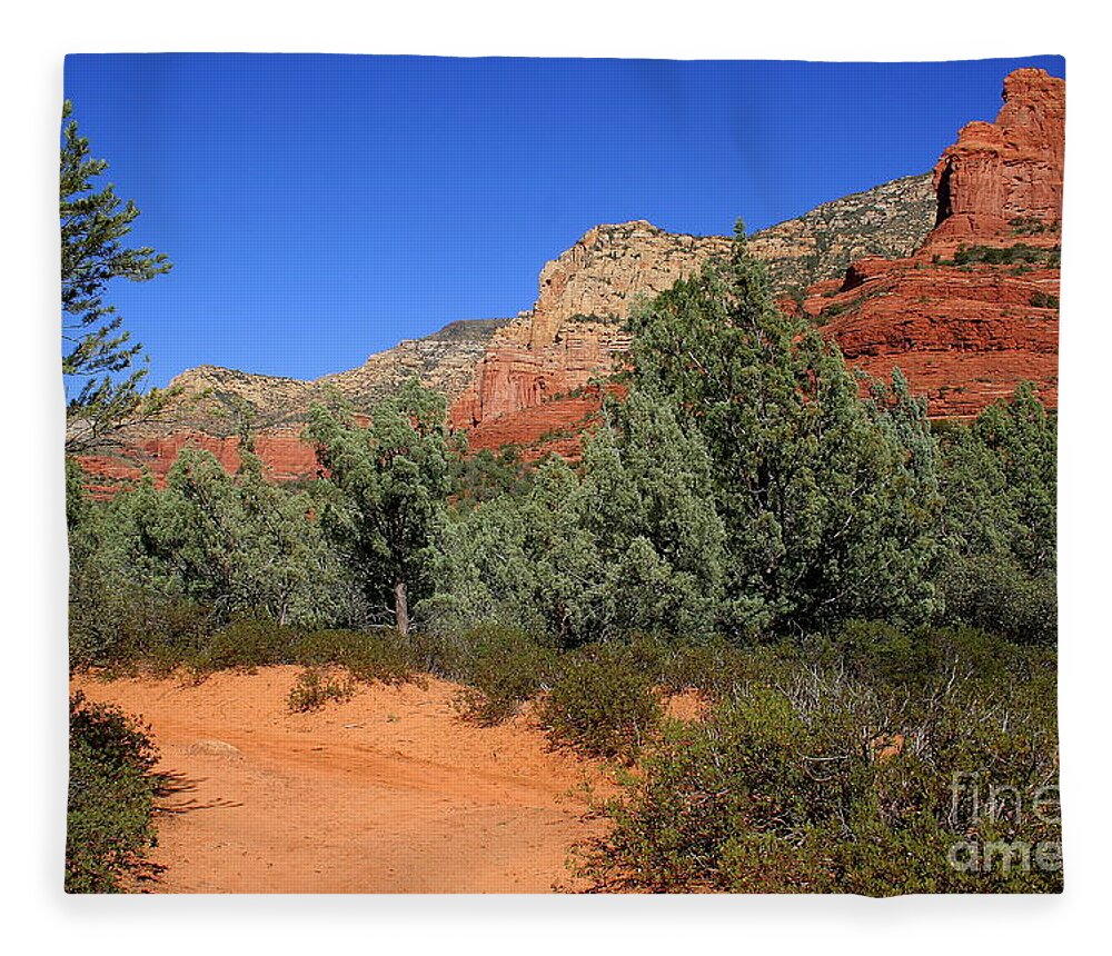 Sedona Fleece Blanket featuring the photograph Brins Path by Julie Lueders 