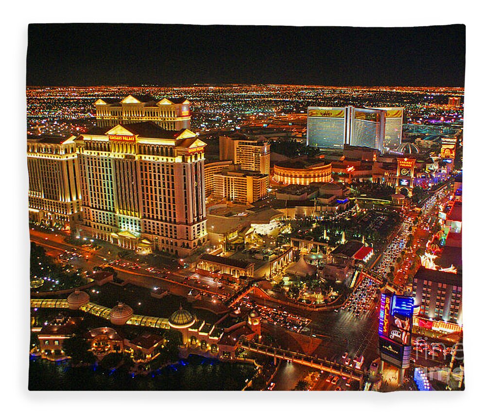 Las Vegas Fleece Blanket featuring the photograph Caesars Palace on the Strip by Randy Harris