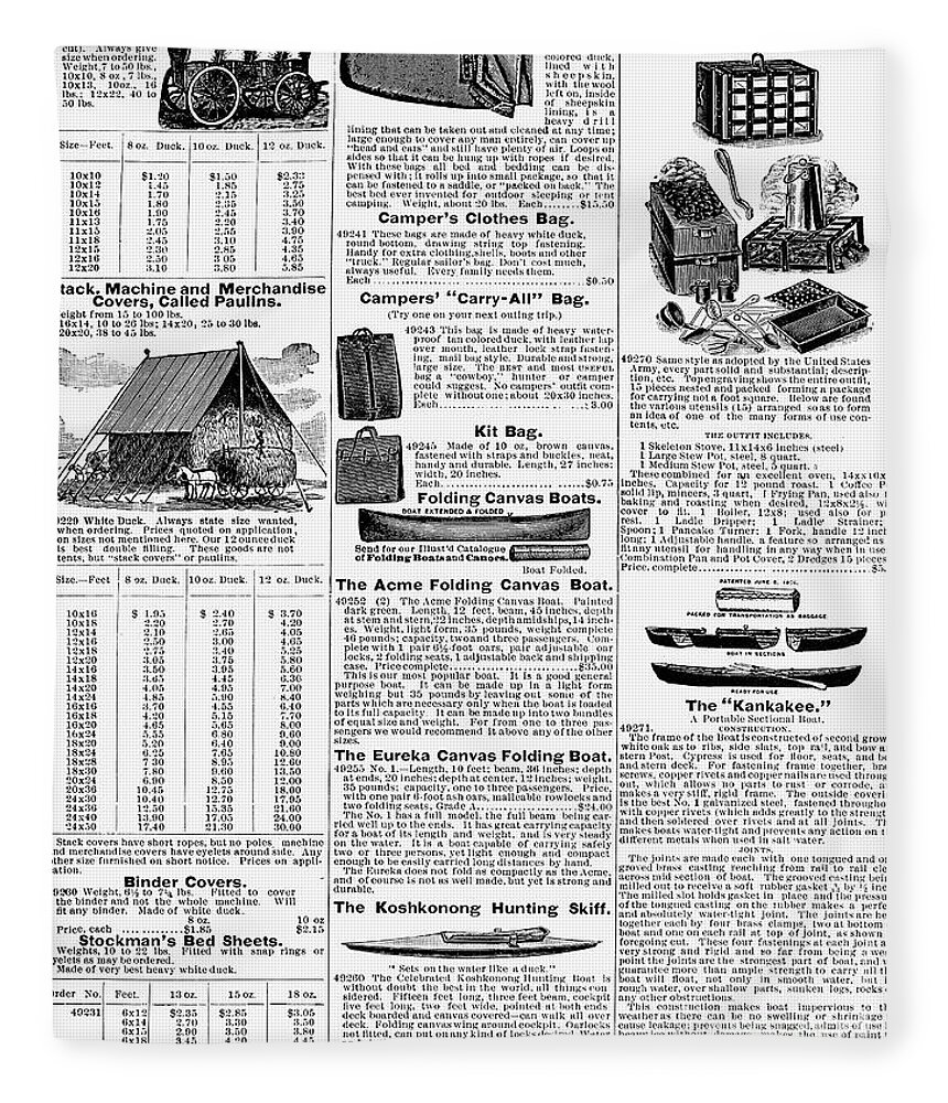 1895 Fleece Blanket featuring the photograph Camping Equipment, 1895 by Granger