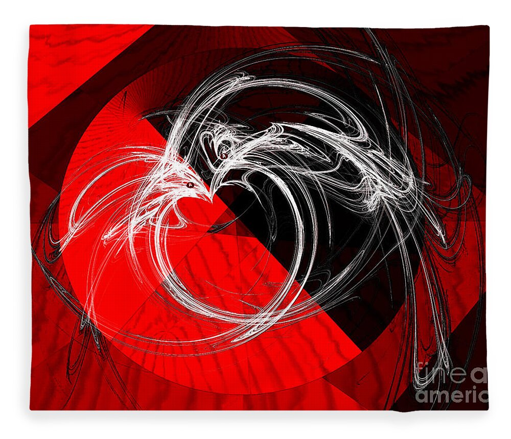 Fractal Fleece Blanket featuring the digital art Circle Of Love Edgy Night by Andee Design