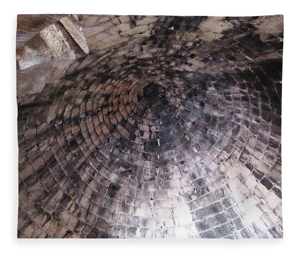 Mycenaean Fleece Blanket featuring the photograph Citadel and Treasury of Atreus Tomb of Agamemnon Royal Tombs Dome Brick Ceiling in Mycenae Greece by John Shiron