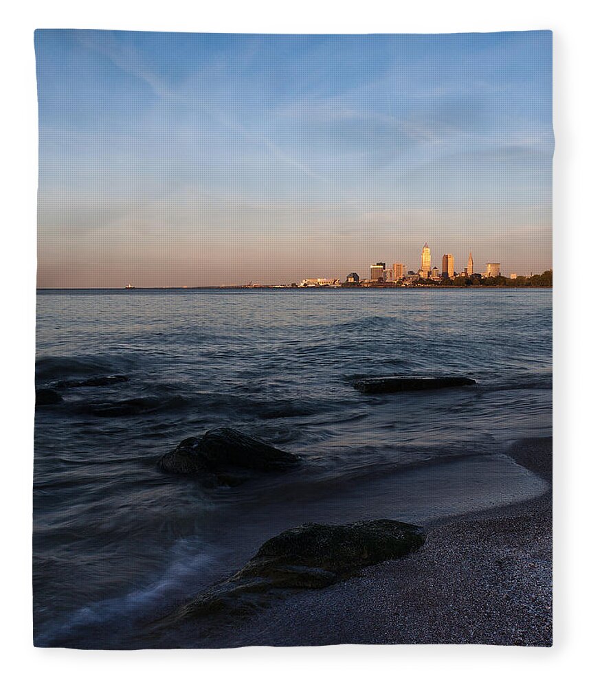 Cleveland Fleece Blanket featuring the photograph Cleveland From The Shadows by Dale Kincaid
