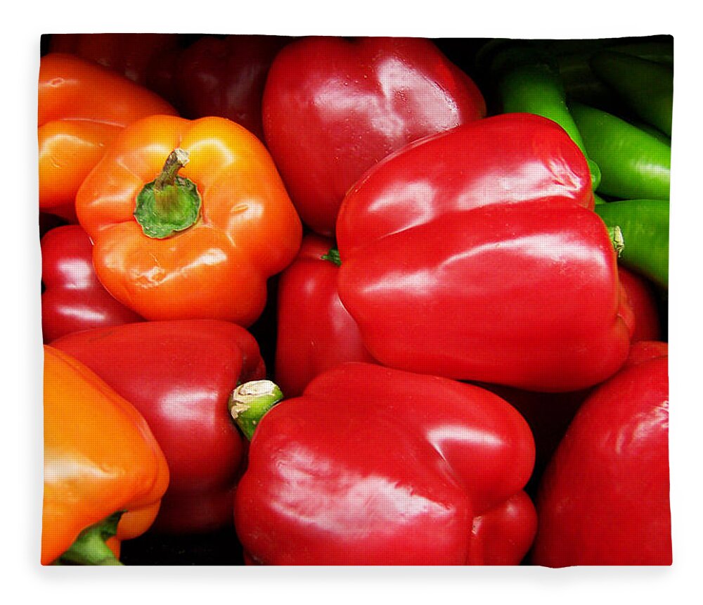 Bell Peppers Fleece Blanket featuring the photograph Colorful Mixed Bell Peppers by Kathy Clark