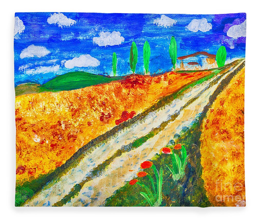 Art Fleece Blanket featuring the painting Country Tracks by Simon Bratt