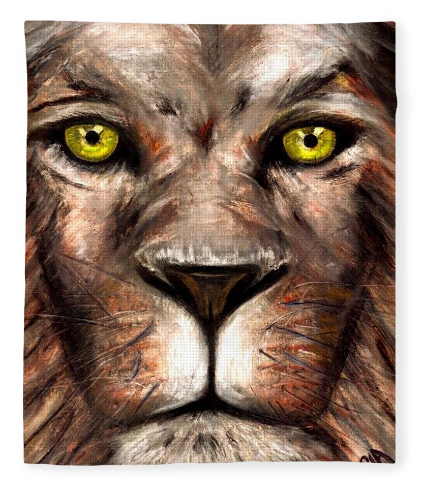Lion Fleece Blanket featuring the photograph Cure.Rage.Us. A commanding yet humble presence is bigger than any outburst of rage by Artist RiA