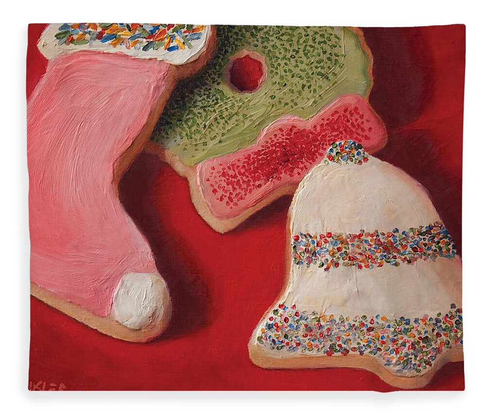 Christmas Cookies Fleece Blanket featuring the painting Cutouts by Joe Winkler