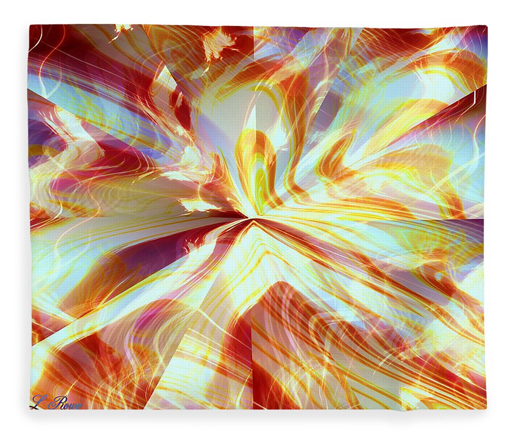 Flames Fleece Blanket featuring the digital art Dancing with Fire by Shana Rowe Jackson