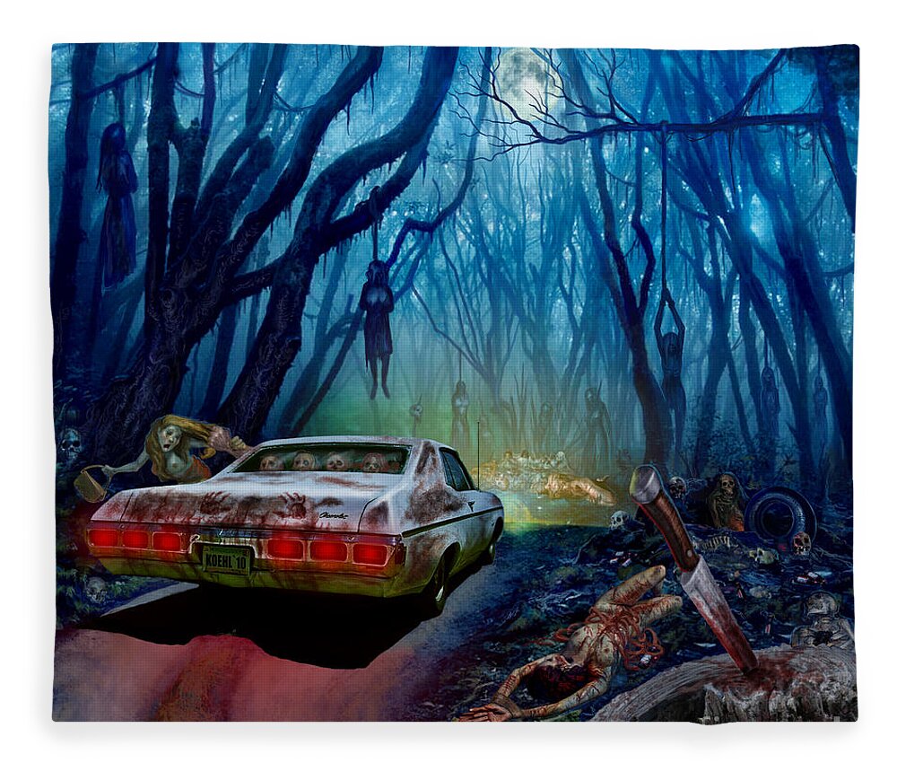 Cars Fleece Blanket featuring the mixed media Dead End by Tony Koehl