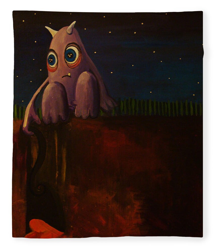 Monster Fleece Blanket featuring the painting Disconnecting by Mindy Huntress