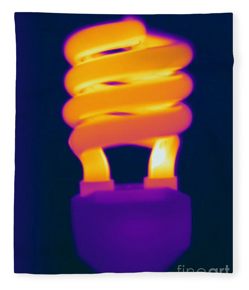 Thermogram Fleece Blanket featuring the photograph Energy Efficient Fluorescent Light by Ted Kinsman