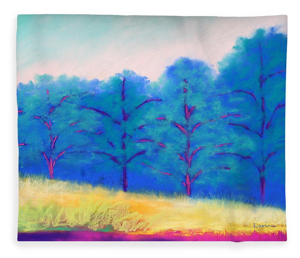 Landscape Fleece Blanket featuring the painting Exciting Landscape by Karin Eisermann