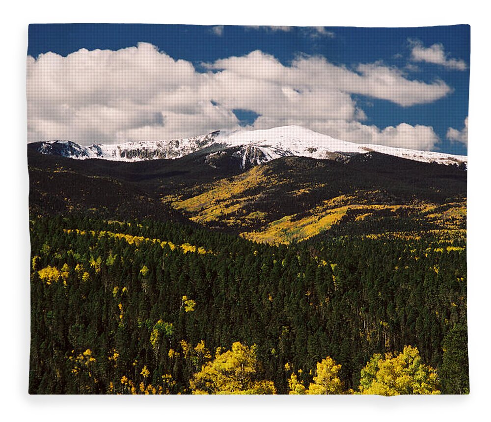 Red River Fleece Blanket featuring the photograph Fall Snow On Gold Hill by Ron Weathers