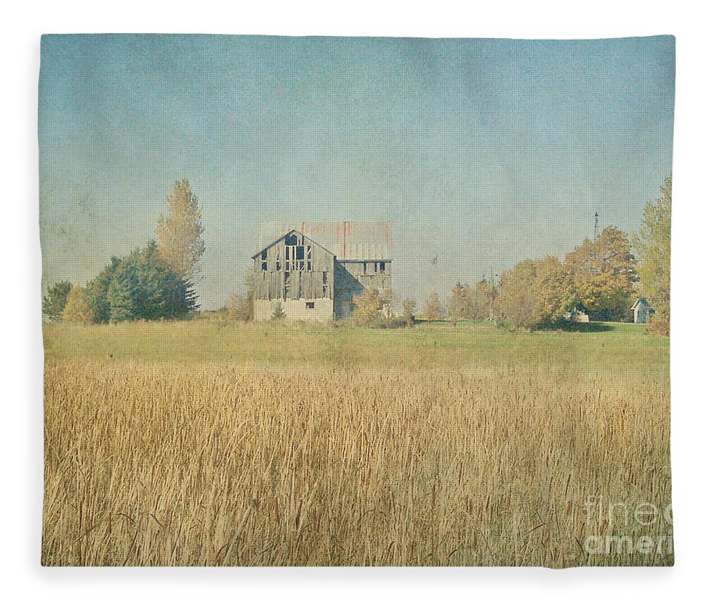 Vintage Inspired Fleece Blanket featuring the photograph Farm House by Traci Cottingham