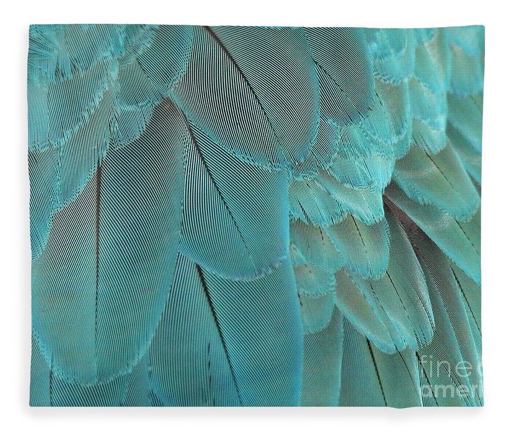 Feather Fleece Blanket featuring the photograph Feathery Turquoise by Sabrina L Ryan