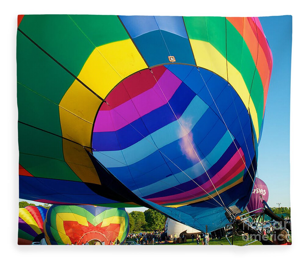 Hot Air Balloons Fleece Blanket featuring the photograph Filler up by Mark Dodd
