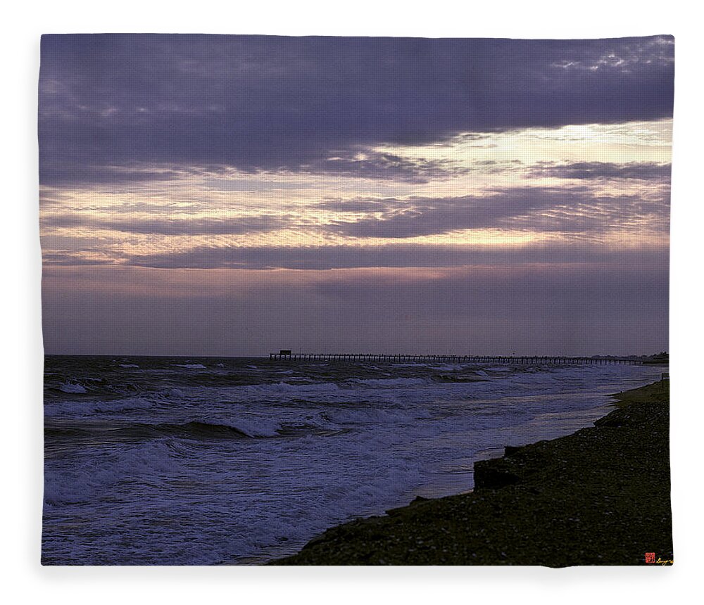 Ocean Fleece Blanket featuring the photograph Fishing Pier Before the Storm 14A by Gerry Gantt