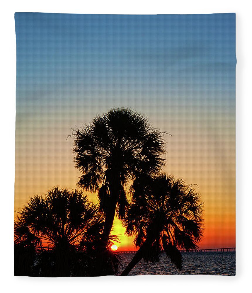 Fort Desoto Fleece Blanket featuring the photograph FL Sunrise by Sue Karski