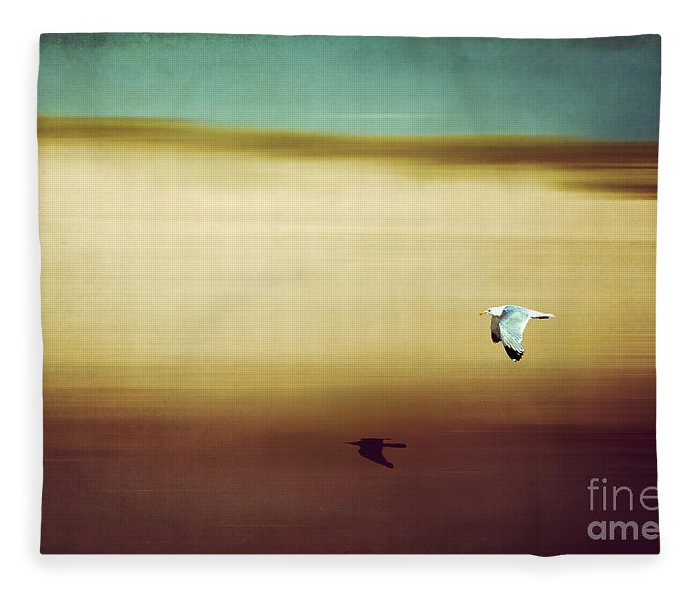 Seagull Fleece Blanket featuring the photograph Flight Over The Beach by Hannes Cmarits