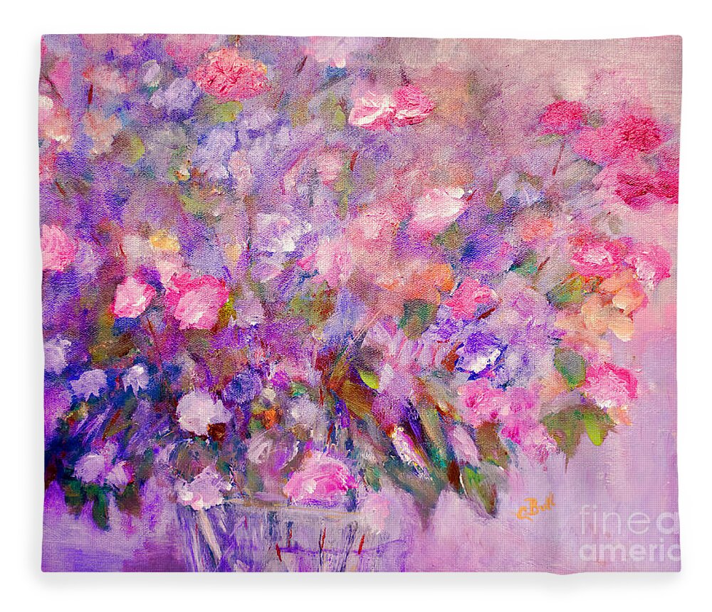 Flowers Fleece Blanket featuring the painting Flowers for Mother by Claire Bull