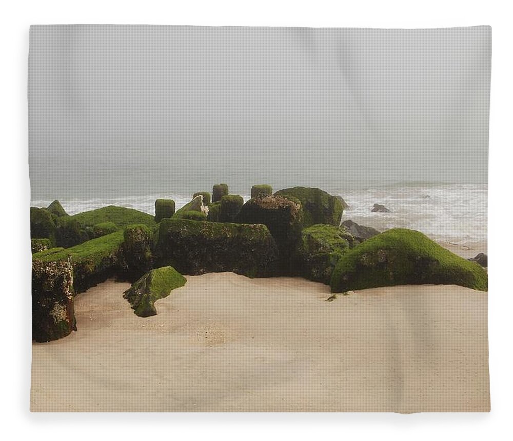 Jersey Shore Fleece Blanket featuring the photograph Fog Sits On Bay Head Beach II- Jersey Shore by Angie Tirado