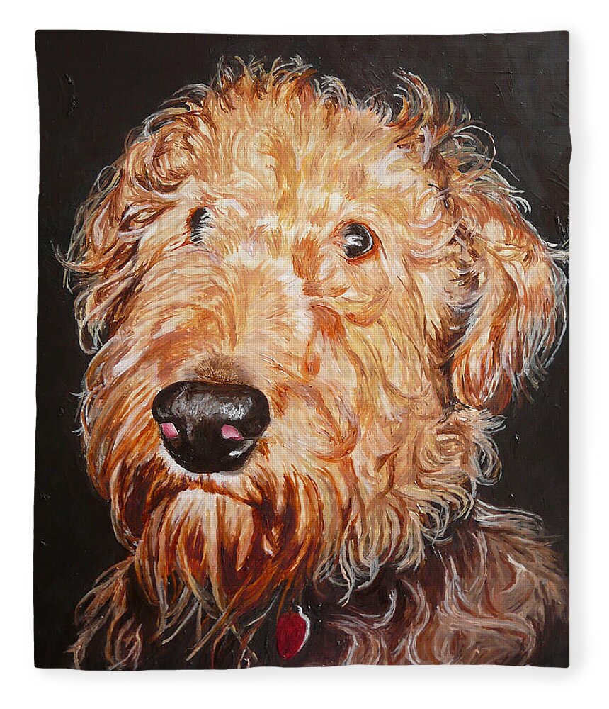 Puppy Fleece Blanket featuring the painting Fonzie by Vic Ritchey