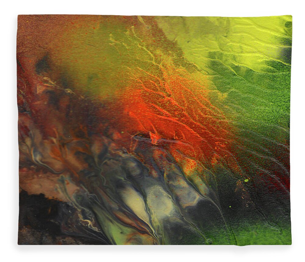 Abstract Fleece Blanket featuring the painting Forest in Fire by Miki De Goodaboom