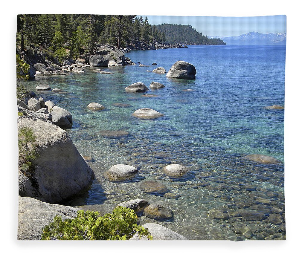 Lake Tahoe Fleece Blanket featuring the photograph Forested Shores Of Lake Tahoe by Frank Wilson