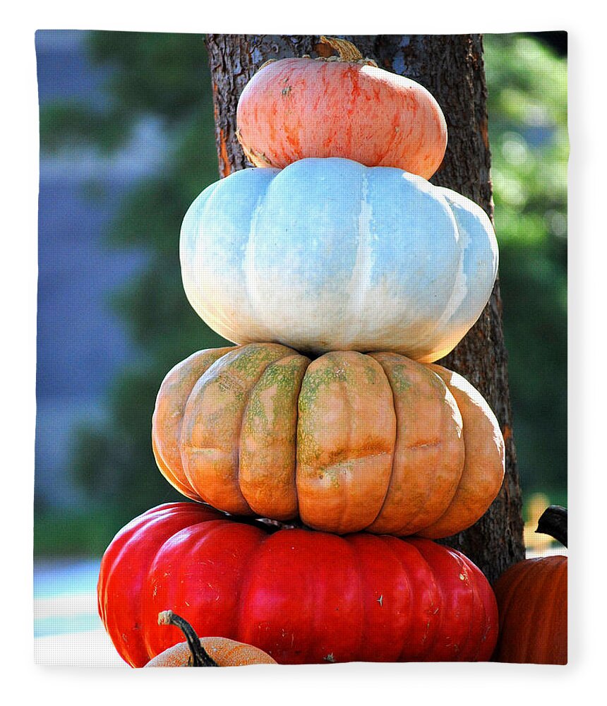 Autumn Fleece Blanket featuring the photograph Four Pumpkins by Jai Johnson