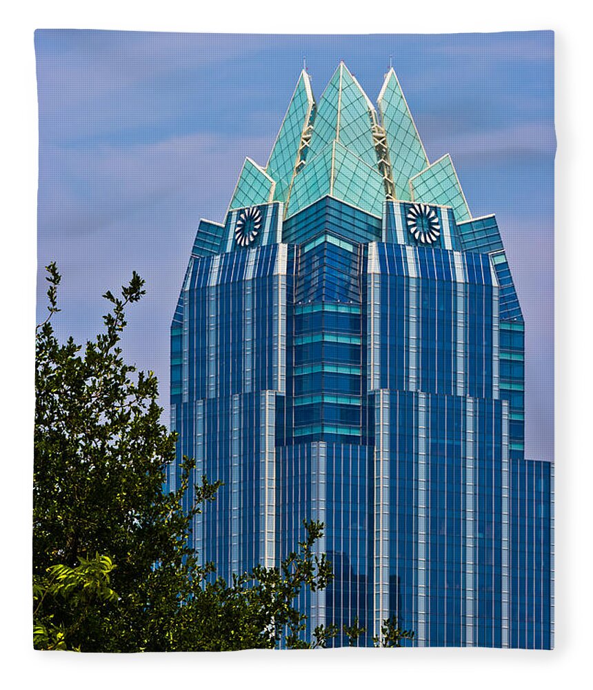 Architecture Fleece Blanket featuring the photograph Frost Bank Tower in Austin by Ed Gleichman