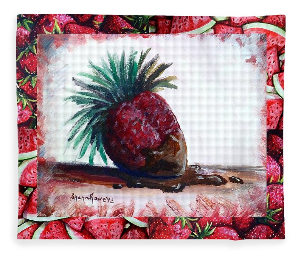 Strawberry Fleece Blanket featuring the painting Fruit Fusion by Shana Rowe Jackson