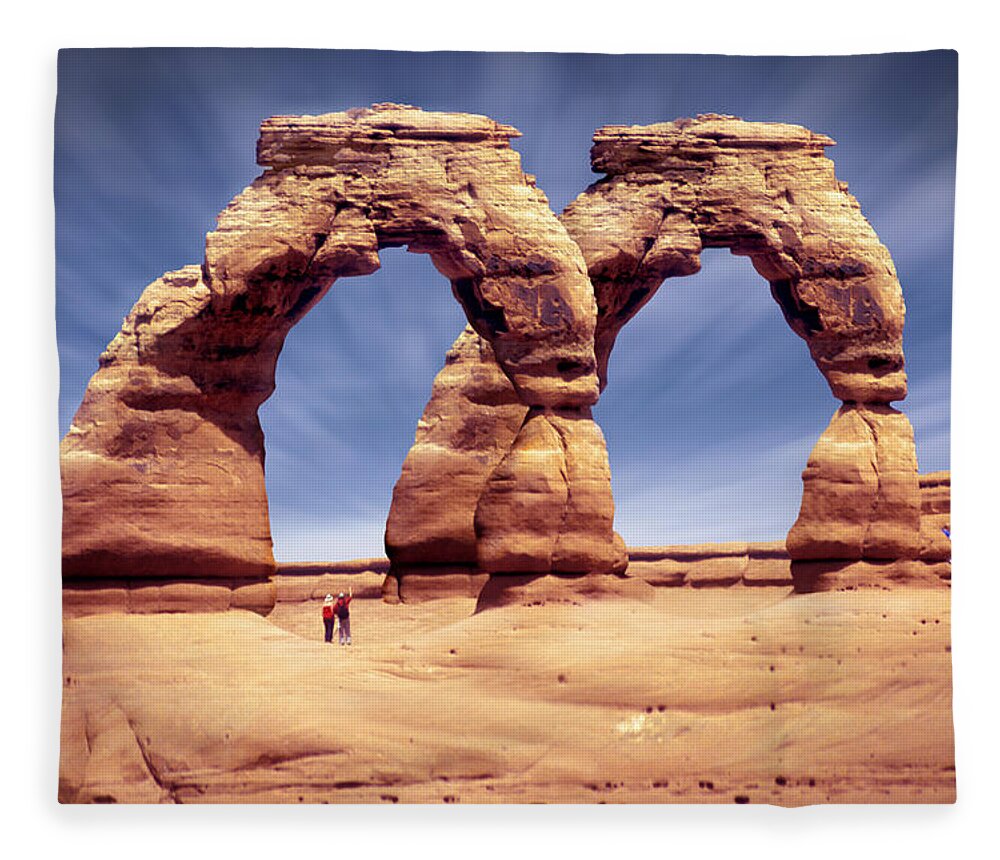 Double Arch Fleece Blanket featuring the photograph Golden Arches? by Mike McGlothlen