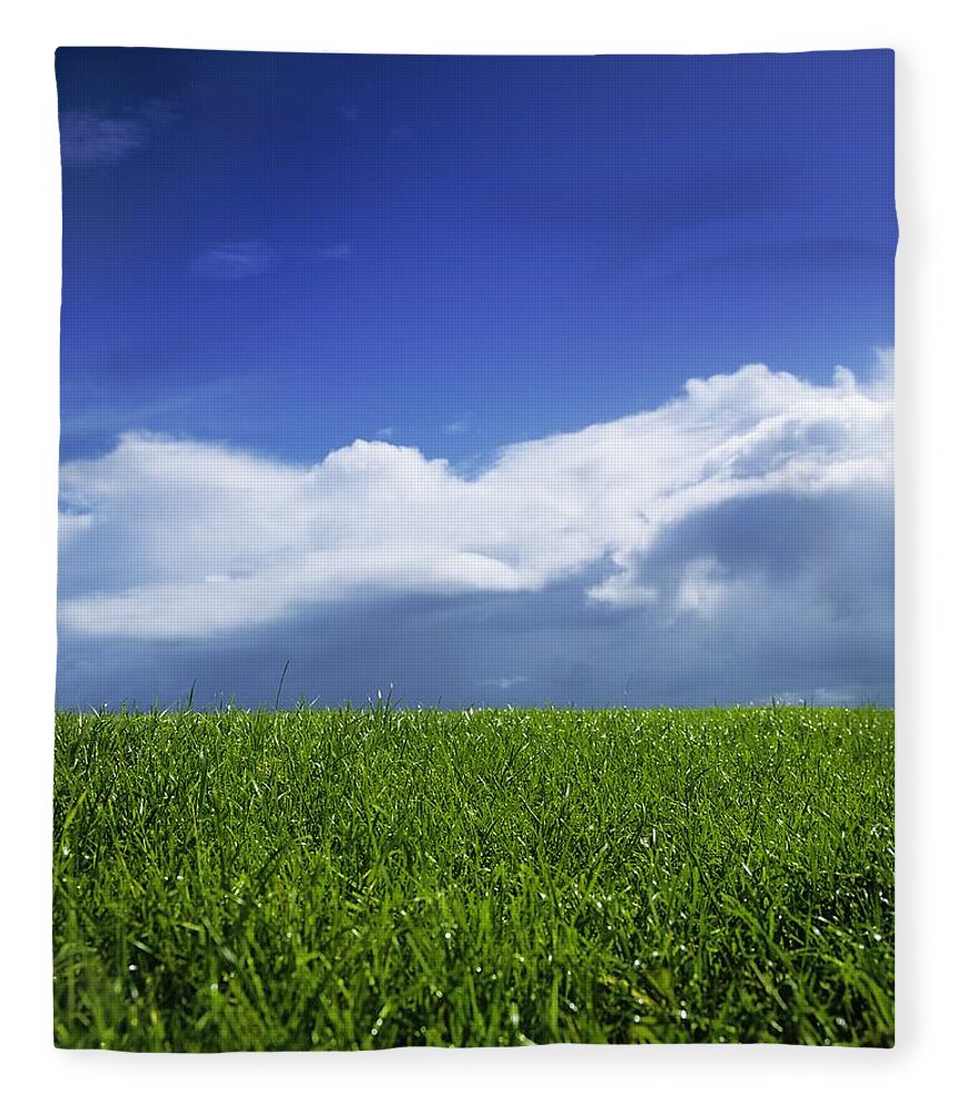 Atmospheric Fleece Blanket featuring the photograph Grass In A Field, Ireland by The Irish Image Collection 