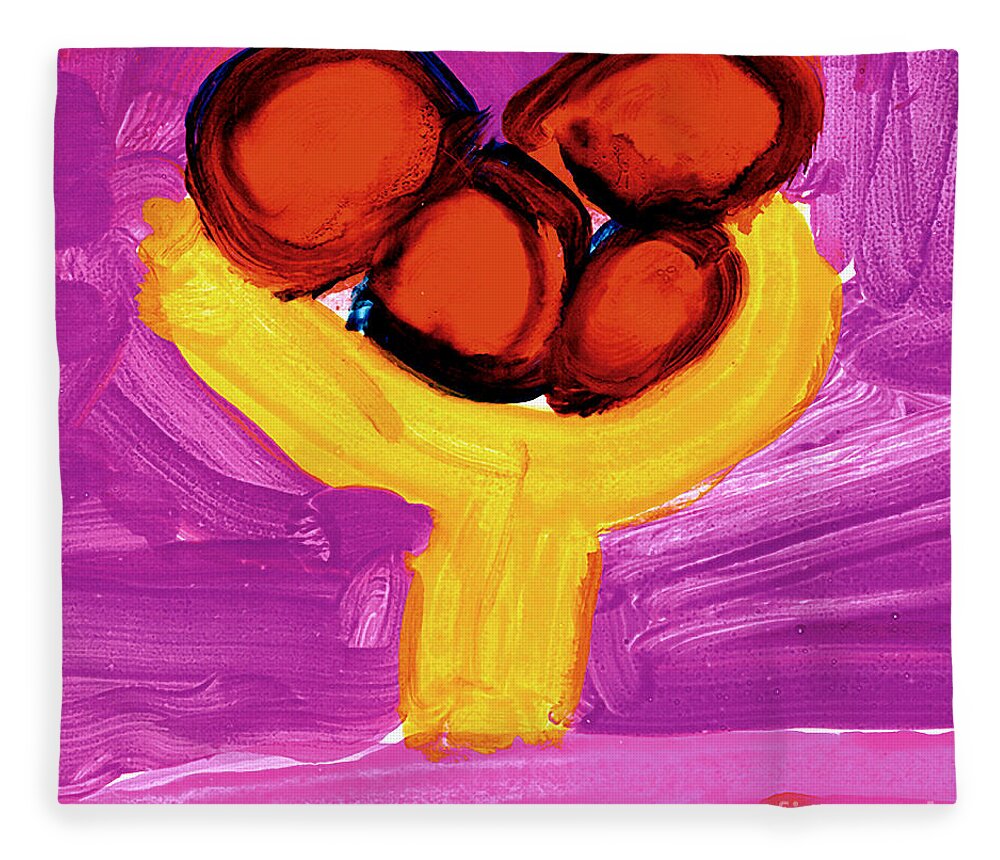 Apples Fleece Blanket featuring the painting Happy Fruit by Cortland Bobczynski Age Six
