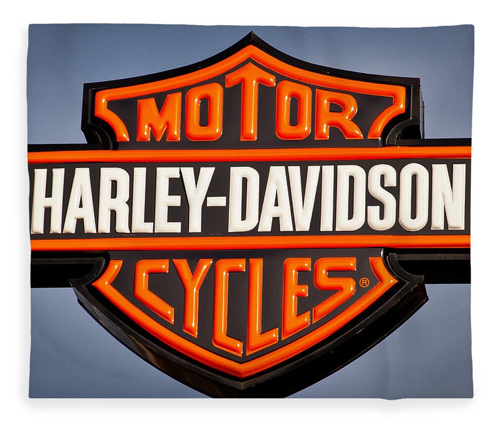 Harley Davidson Fleece Blanket featuring the photograph Harley Davidson Sign by David Patterson