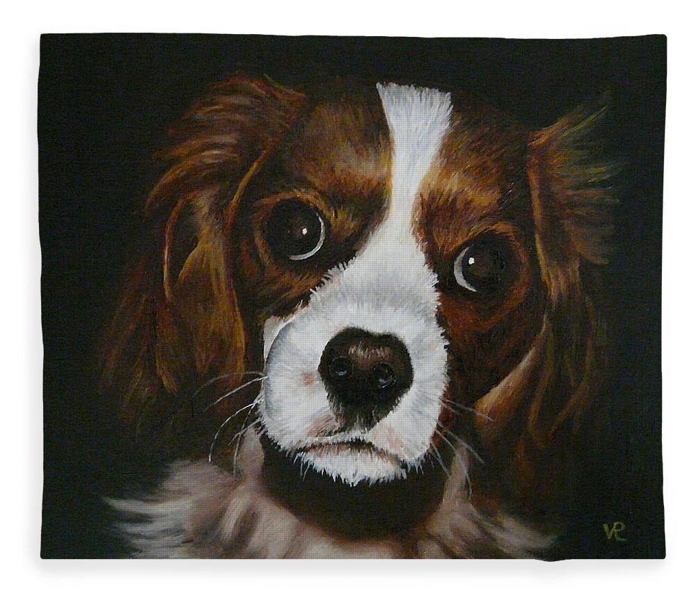 Puppy Fleece Blanket featuring the painting Harley by Vic Ritchey