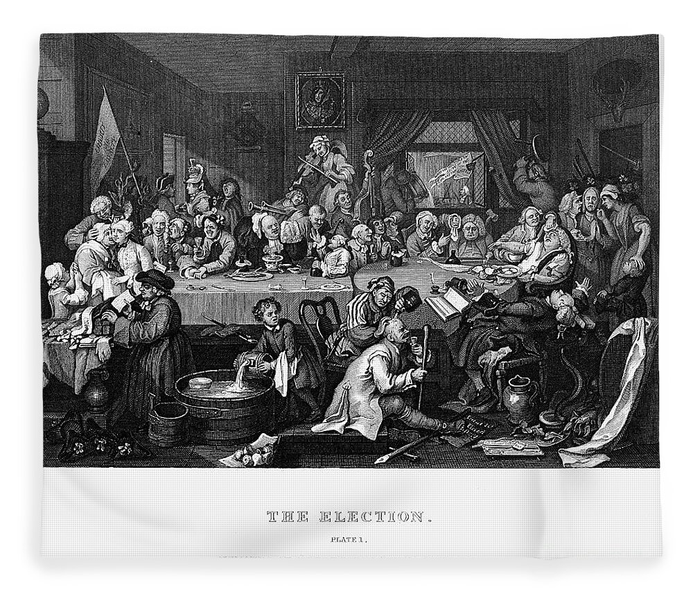 18th Century Fleece Blanket featuring the photograph Hogarth: Election by Granger