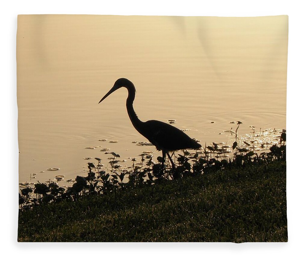 Crane Fleece Blanket featuring the photograph Hunting At Sunset by Kim Galluzzo Wozniak