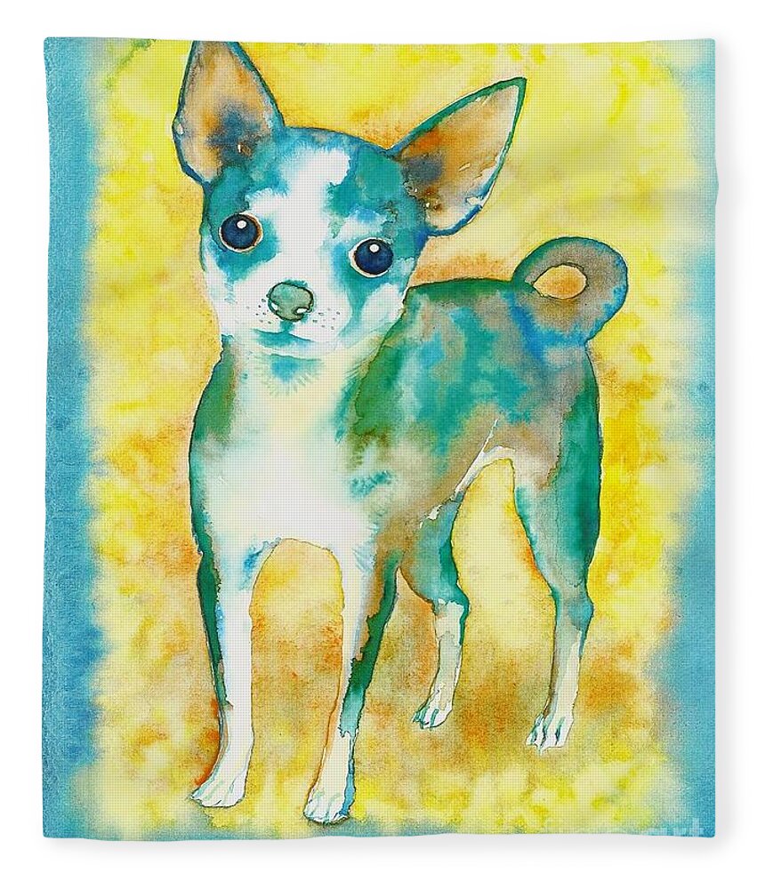 Animals Fleece Blanket featuring the painting Ilio Chihuahua by Frances Ku
