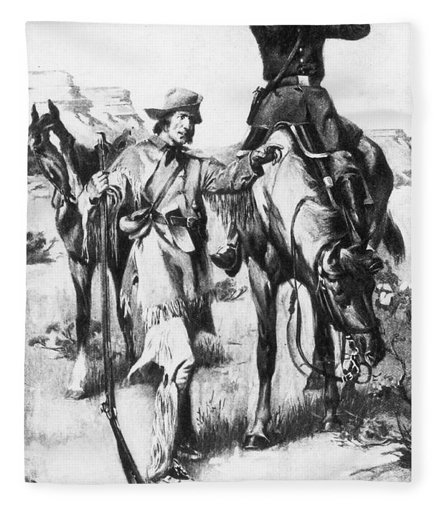 History Fleece Blanket featuring the photograph J.c. Fremont And His Guide, Kit Carson by Photo Researchers