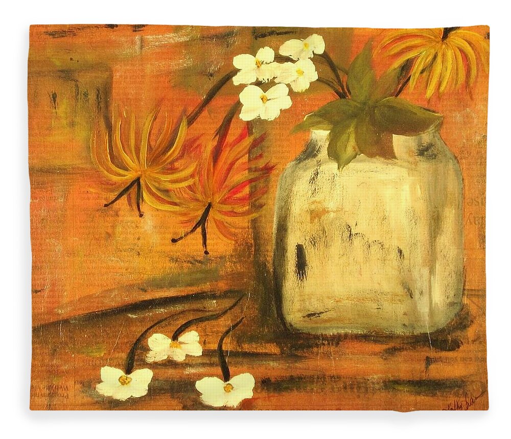 Still Life Fleece Blanket featuring the painting Just Enough by Kathy Sheeran