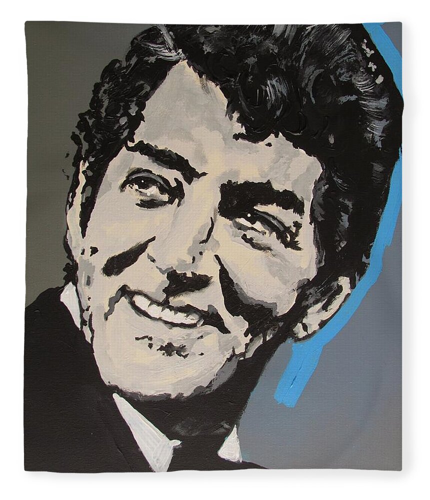 Dean Martin Fleece Blanket featuring the drawing King of Cool by Eric Dee