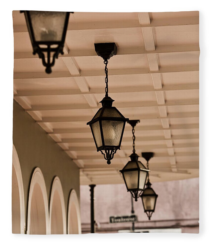 New Orleans Fleece Blanket featuring the photograph Lamps by Leslie Leda