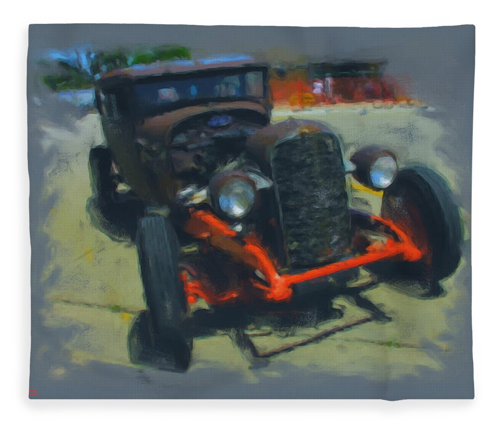 Car Fleece Blanket featuring the mixed media Let's Ride by Adam Vance