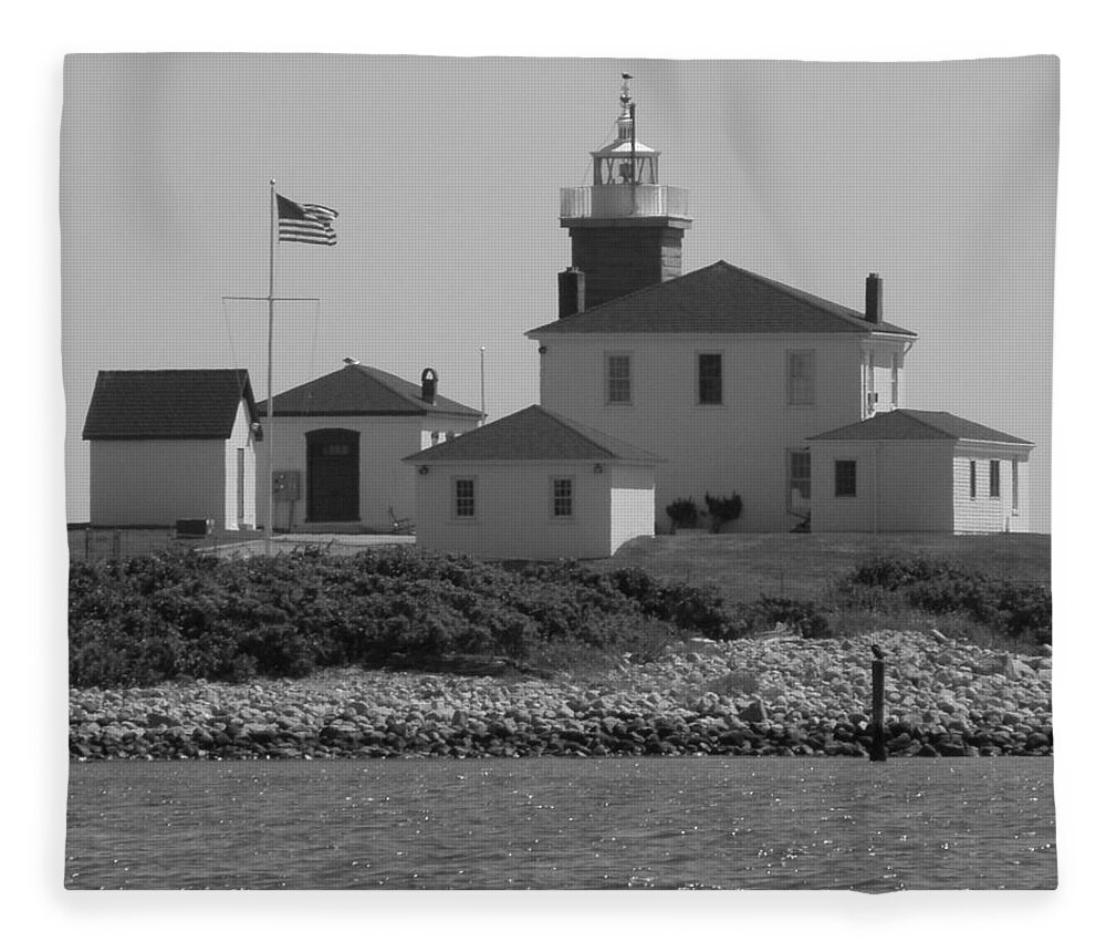 Light House Fleece Blanket featuring the photograph Light House Watch Hill RI by Kim Galluzzo Wozniak