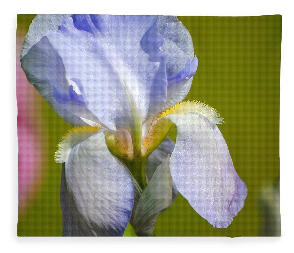 Beautiful Iris Fleece Blanket featuring the photograph Lilac Blue Iris Flower III by Jai Johnson