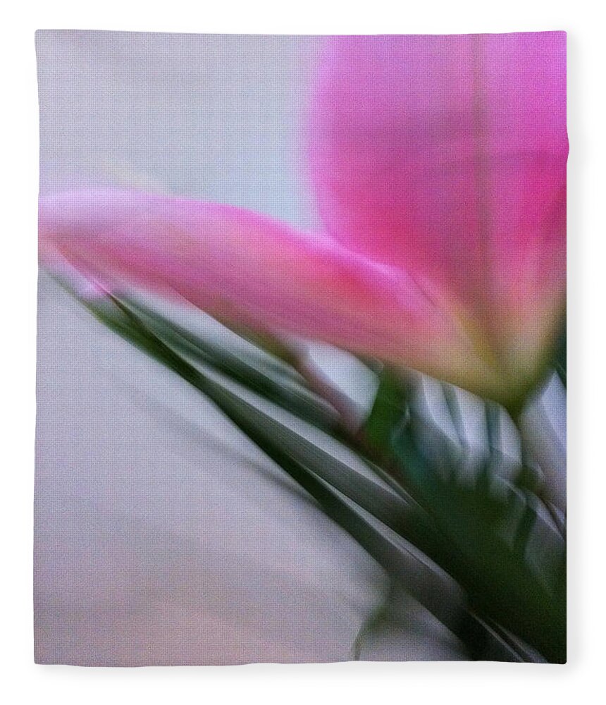 My Moving Portrait Of A Pink Lily. Fleece Blanket featuring the photograph Lily in Motion by Kathy Corday