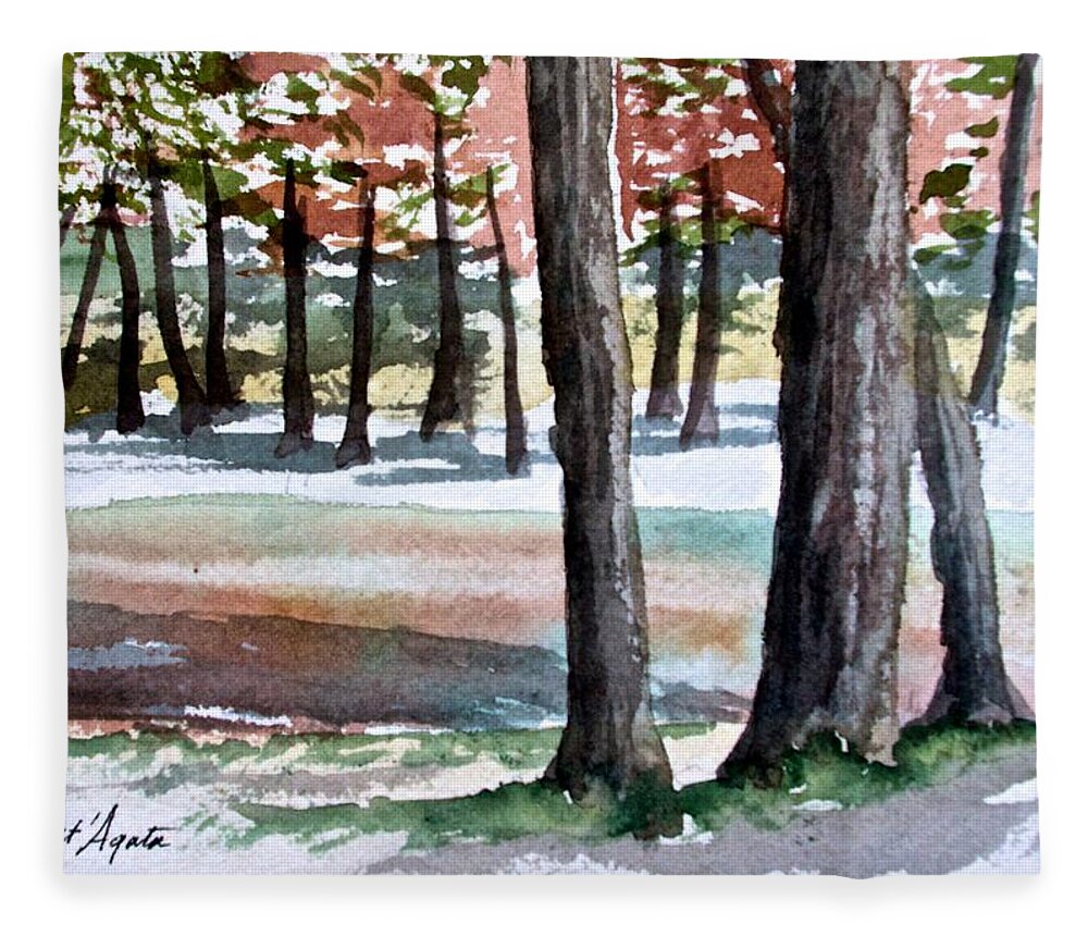 Lost Fleece Blanket featuring the painting Lost Maples by Frank SantAgata